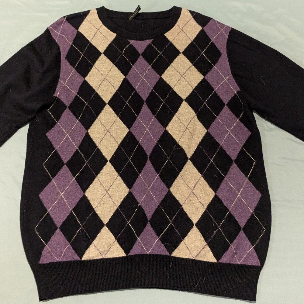 Italian Cashmere-Silk Blend Argyle Sweater (Maglierie di Perugia)